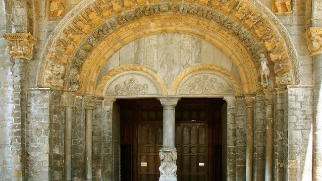 The porch of the Cathedrale of Oloron-Sainte-Marie